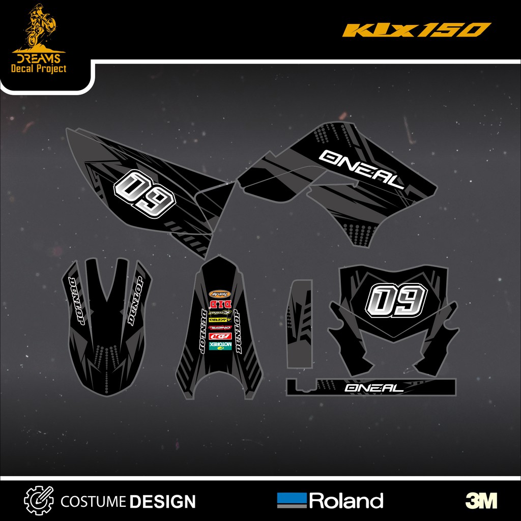 Decal KLX 150 Oneal Black Grey