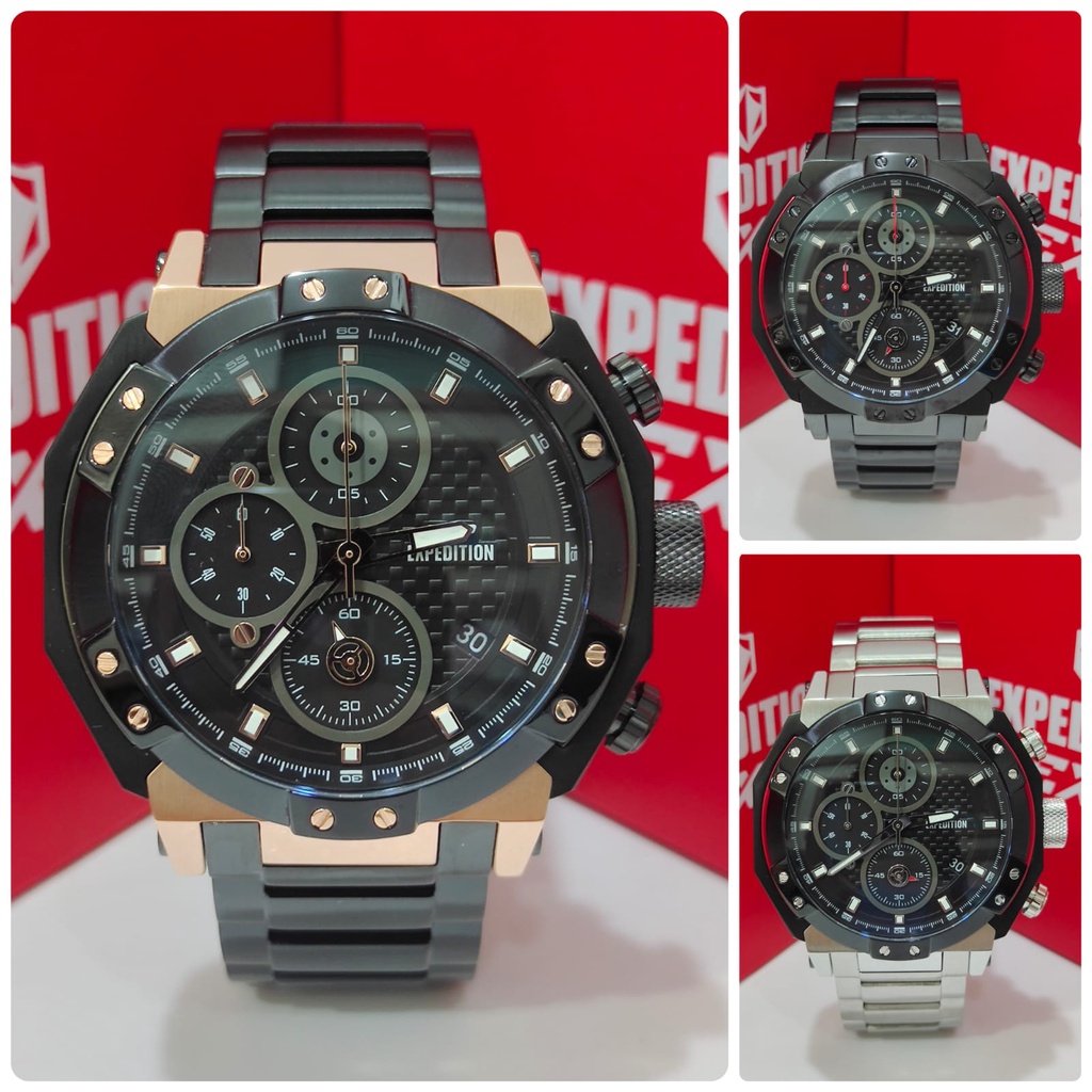 Jam Pria Expedition E6385 E 6385 E6385M Chronograph Original Garansi Resmi Free Baterai Cadangan