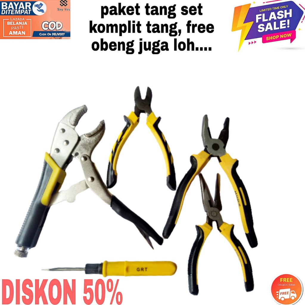 paket tang set complit tang tang buaya tang kombinasi tang cucut lancip tang potong kabel tang dan o