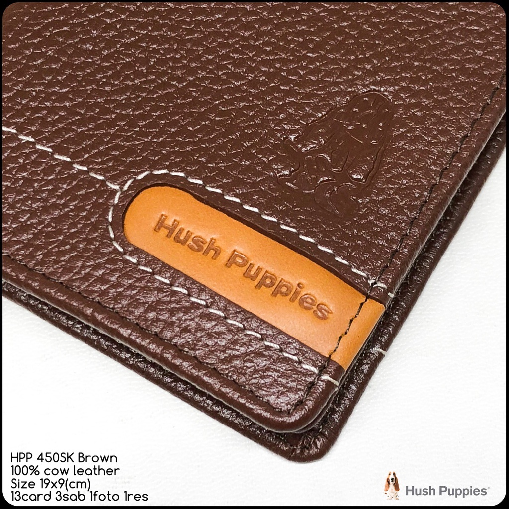 Dompet pria hushpuppies 450sk classic brown kulit sapi asli premium mirror quality