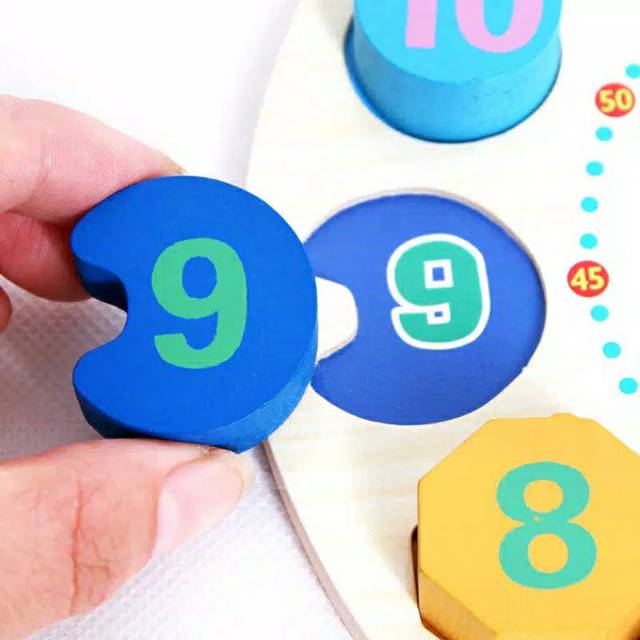 Mainan Jam Kayu Digital Clock Beads Jam Ronce Geometri Wooden Toys Clock Puzzle Mainan Edukasi Anak