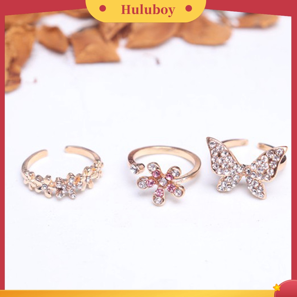 Hu Hu Hu Hu Hu Alat Bantu Pasang Kacamata♡ Cincin Bentuk Kupu-Kupu Sparkling Bahan Alloy Tahan Karat Untuk Wanita