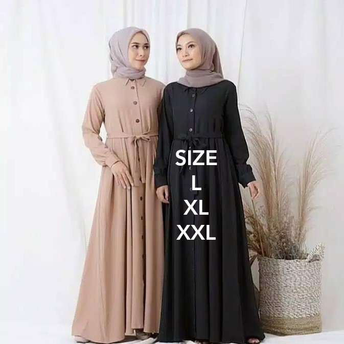 Baju Gamis Ukuran Jumbo Higth Quality Marina Dress / Gamis Ibu Hamil - mocca, L