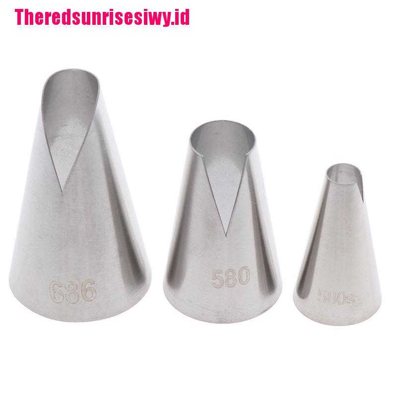 3 PCS Nozzles Piping Krim Icing Bentuk Kelopak Bunga Untuk Dekorasi Pastry
