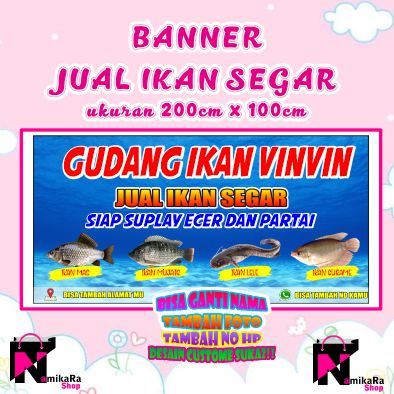 Spanduk Banner Backdrop Jual Ikan Segar/ Banner Ikan Segar / Spanduk Jual Ikan Segar 200x100 Bisa CO