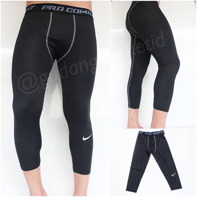 NPC NIKE PRO COMBAT Longpants 3/4 Celana Ketat Baselayer Import Dalaman Olahraga Basket Futsal