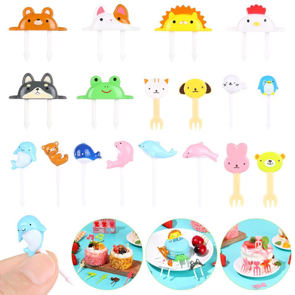 SOLIGHTER Cartoon Fruit Fork Animal Toothpick Bento Fork Tableware Party Decoration Cute Decorative Kitchen Supplies