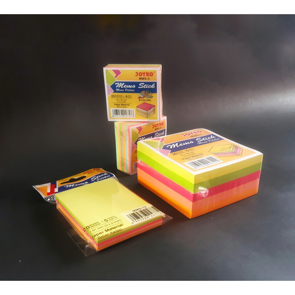 MEMO STICKY NOTE KERTAS TEMPEL MMS-1 MMS-4 MMS-12 JOYKO KERTAS PENGINGAT WARNA WARNI MMS 1 4 MMS 12-2