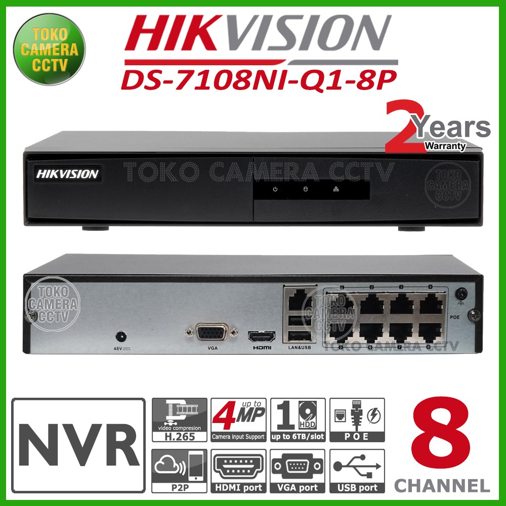 NVR 8 CHANNEL HIKVISION DS-7108NI-Q1-8P-M POE