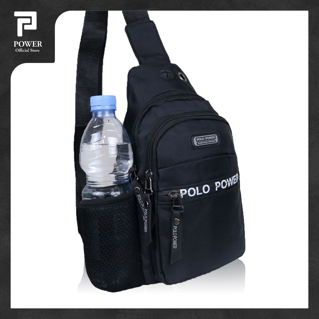 Polo Power Tas Pria Sling bag Import Waterproof USB Portable Tas Slempang Dada Pria Anti Air Tas Polo Original