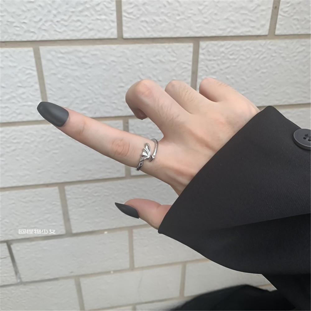 Cincin Desain Naga Devil Angel Dark Punk Gothic Untuk Pasangan