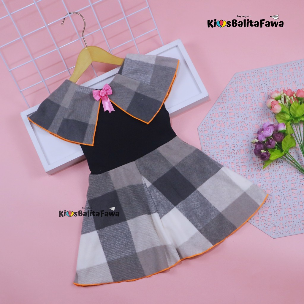 (BAHAN BLUDRU) Dress Yolla size 1-2 Tahun / Dres Cape Anak Perempuan Murah Baju Kensi Cewek Natal