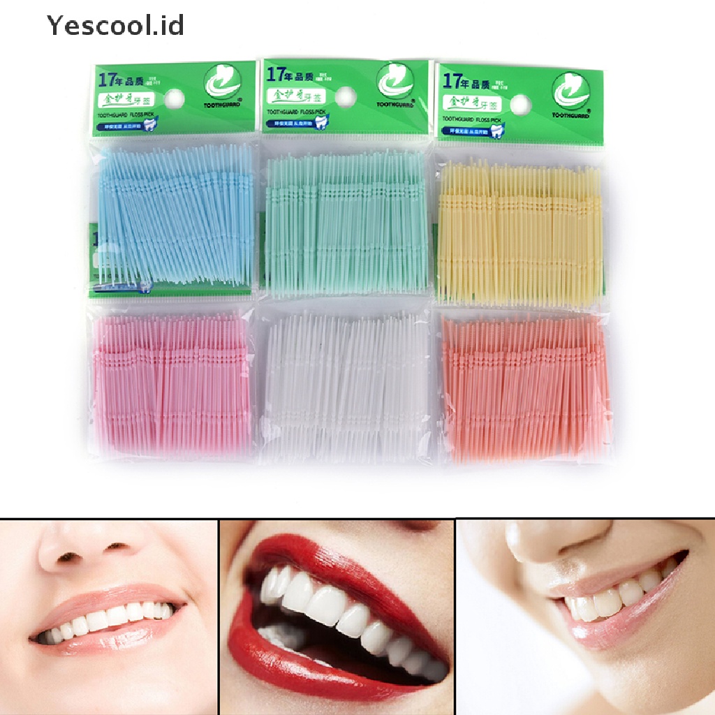 100pcs Tusuk Gigi Interdental 2 Arah Bahan Plastik Untuk Kebersihan Mulut