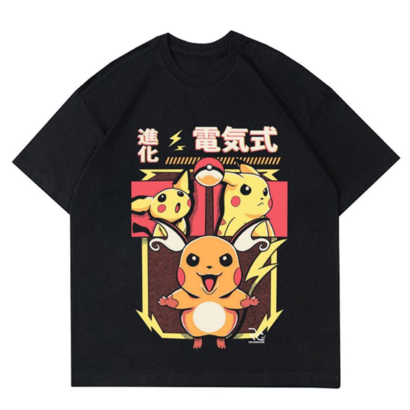 Kaos Pokemon Tee Merch Baju Film Serial Animasi Kartun Anak Anime Jepang Pokémon Listrik Vintage Ove