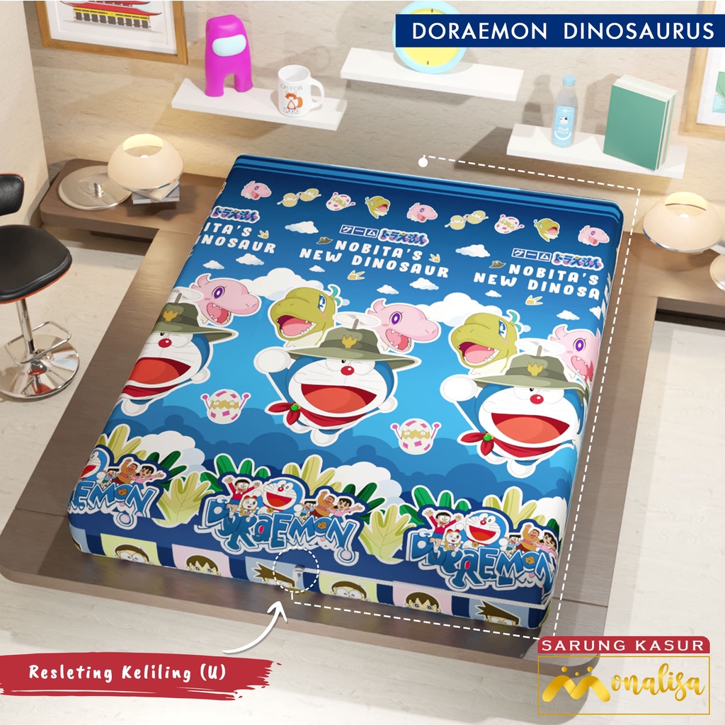 Monalisa Premium Sarung kasur Uk 160/180 T 15/20 - Doraemon Dino