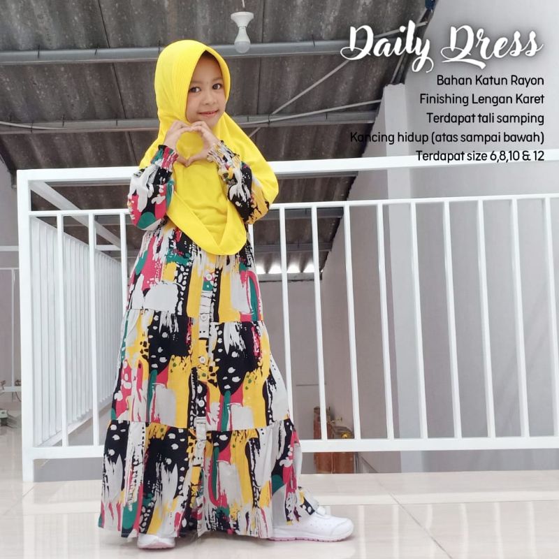 New-Gamis Anak Motif/Busana Muslimah_Daily Dress Kids_Bahan Katun Rayon Premium_Nyaman dipakai