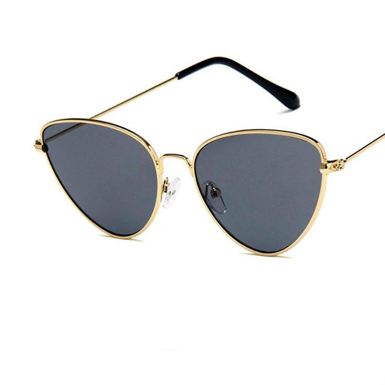 Kacamata Hitam Cat Eye Bahan Metal Gaya Retro untuk Wanita/Pantai  - An