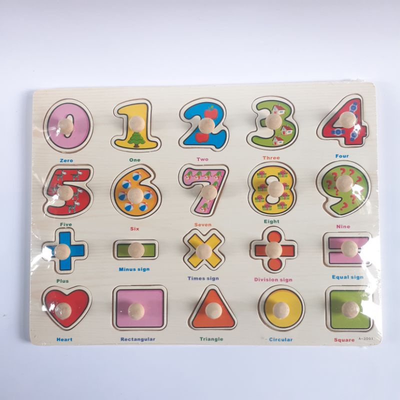 JIGSAW PUZZEL PUZZLE KAYU KNOB MAINAN EDUKASI EDUKATIF ANAK BAYI BALITA 1 TAHUN MURAH COD READY A1-Perkalian 3001
