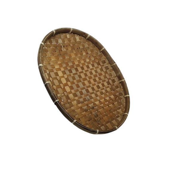 TEMPAT SAJI BUAH & SAYURAN BAMBU OVAL WADAH SAJI BAMBU ANYAM