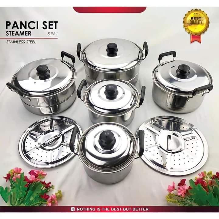 PANCI SET 5 SUSUN + STEAMER TRI-J / PANCI SUSUN 5 + STEAMER STAINLESS STEEL