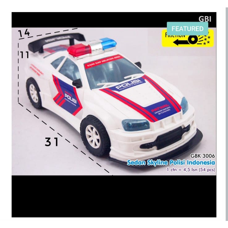 mainan anak mobil polisi sedan - sedan polisi mainan GBK3006