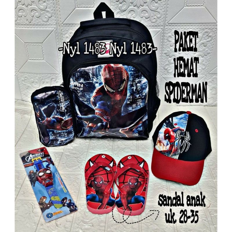 BISA Cod Tas Ransel print Avengers 4 in1 Ransel anak laki-laki Topi+sendal+jam tangan free tempat pensil