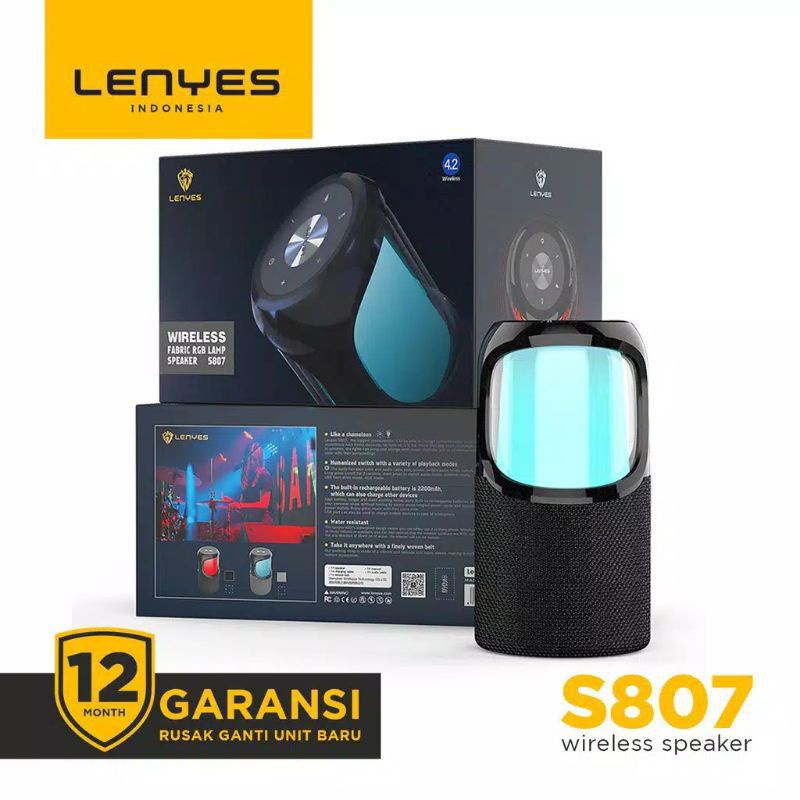 MN - LENYES S 807 RGB Led Waterproof ipx6 Wireless Bluetooth HI-FI Portable Stereo Speaker Great Bas