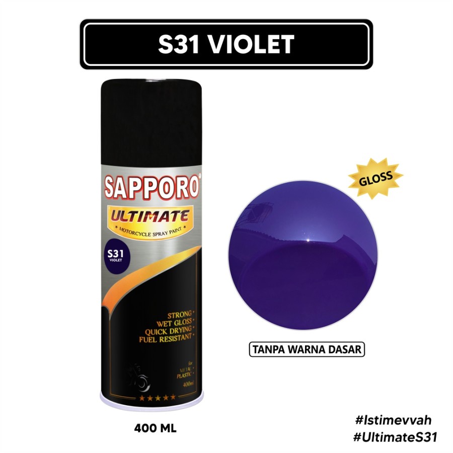 Sapporo Ultimate S31 Violet / Sapporo Ultimate / Cat Semprot / Cat Aerosol Terbaik / Sapporo Spray /