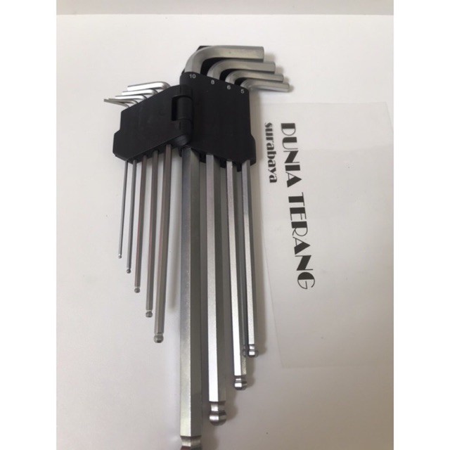 Kunci L Set Ballpoint MOLLAR 9 Pcs Panjang Bola - L Hex Ball Point End Set 9pcs - MLR-430200