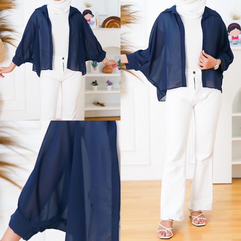 GFS AT FELECIA OVERSIZE SEETHROUGH OUTER-CERUTY NAVY