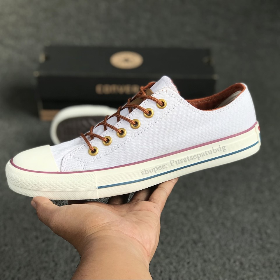 (BAYAR DITEMPAT) Converse Premium Tali Tan Low White