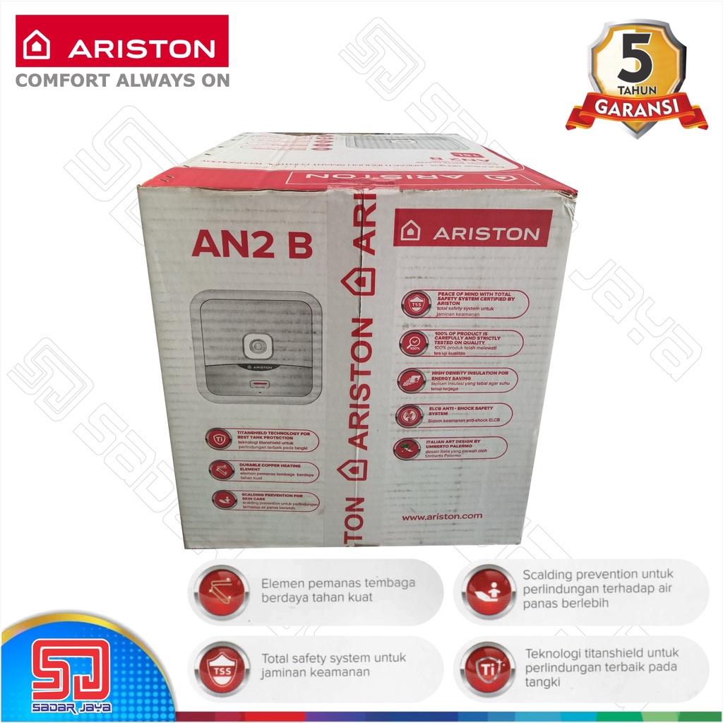 Ariston Andris 2 AN2 B 15 liter 200W Low Watt Rendah Water Heater Pemanas Air