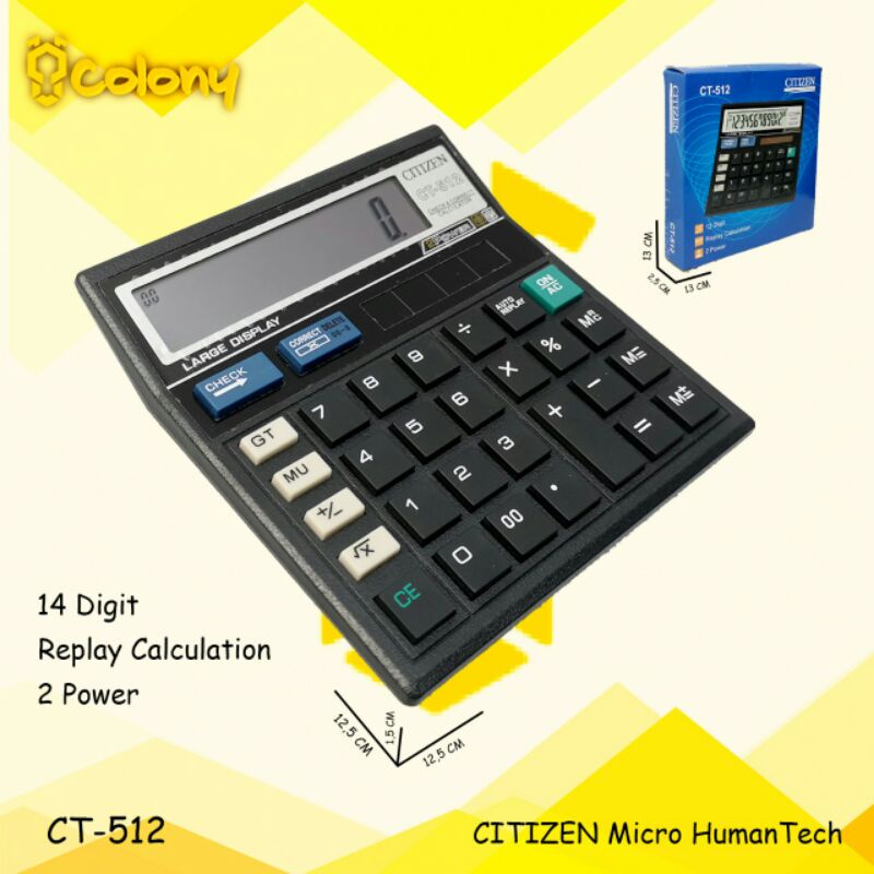 

Asli Ori Citizen CT-512 Kalkulator Besar Digital Dagang Sekolah Kantor Calculator Calkulator Jumbo