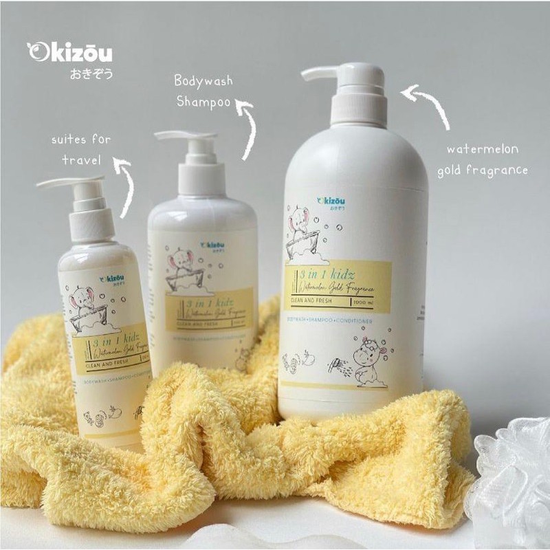 Shampoo 3 in 1 Anak OKIZOU - Shampoo Conditioner Body Wash 250 ml