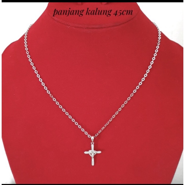 Kalung salib kalung salib perak 925 lapis emas putih kalung cewek liontin salib SK66