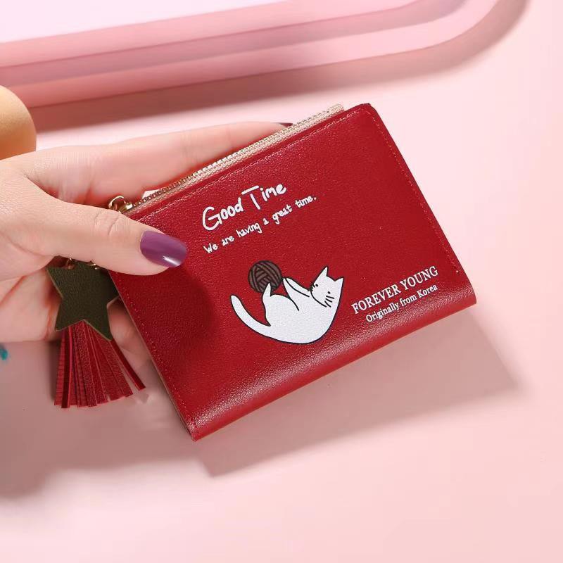 (27AN.ID) Dompet Lipat Wanita AS3011 Dompet Wanita import Murah Lipat Kecil Lucu & Cantik Real Pict-MERAH