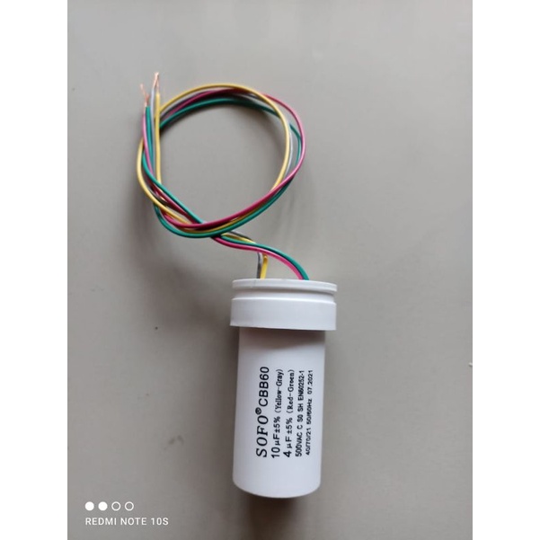 SOFO CBB60 500VAC | KAPASITOR MESIN CUCI 2 TABUNG 10uf + 4uf original