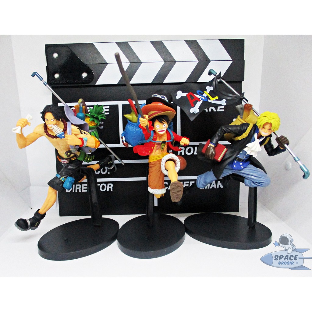 Luffy Ace Sabo Scultures Action Figure One Piece Anime Movie set isi 3 Running