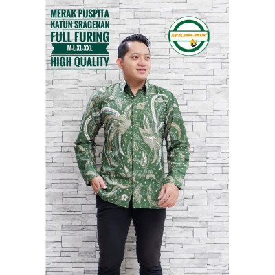Merak Puspita Kemeja Batik Pria Lengan Panjang Bahan Katun Halus Full Furing By Aljaya Batik