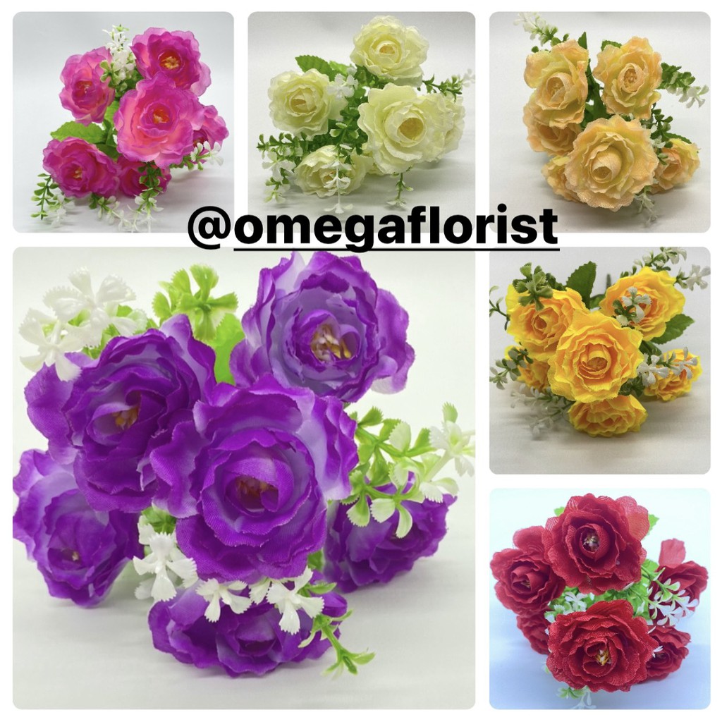 Rose Kamelia Kecil X6 Bunga Artificial/Bunga Plastik/Bunga Dekorasi/Dekorasi Pernikahan/Pernikahan