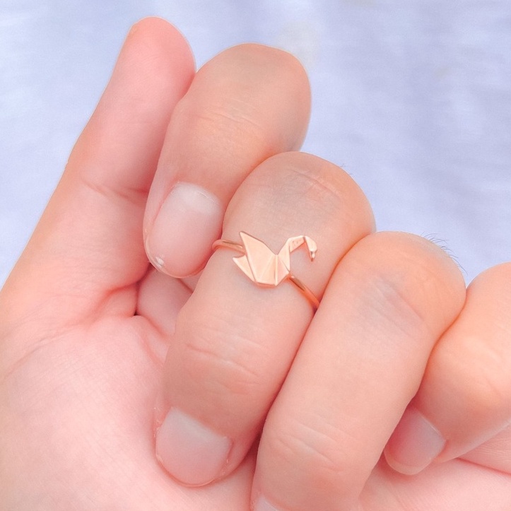 Cincin anak dan dewasa emas asli kadar 750 75% 17k swan swarovskii butterfly na-bi kupu pita ribbon 1 gram korea