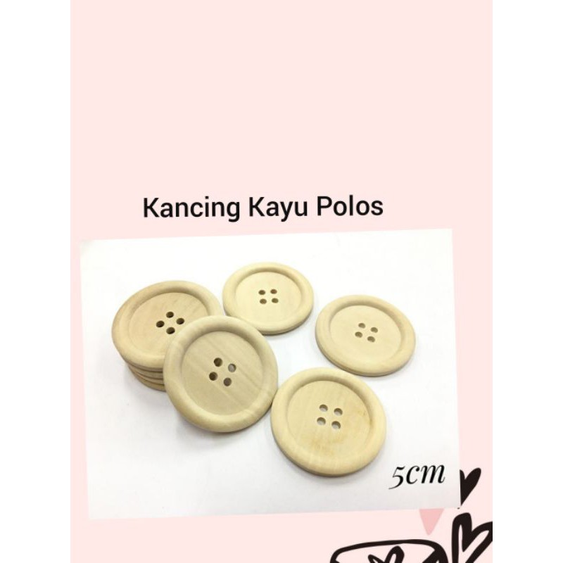 KANCING KAYU POLOS KREM 2.5 CM