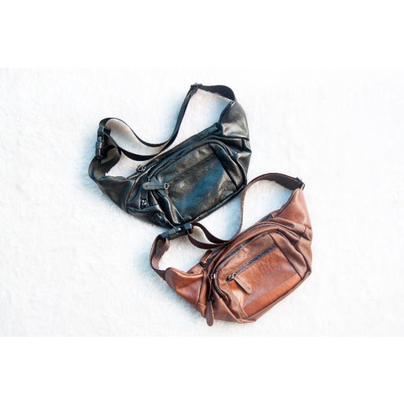 Waistbag cowok multifungsi bahan kulit berkualitas tas selempang keren
