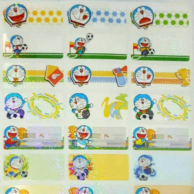 

Label nama anti air stiker waterproof DoraEmon Soccer Glitter Ori
