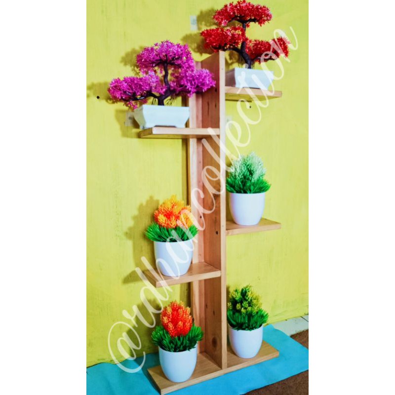 RAK BUNGA SUSUN 6 TRAP / PROMO / RAK DINDING /RAK SERBAGUNA bahan kayu berkwalitas