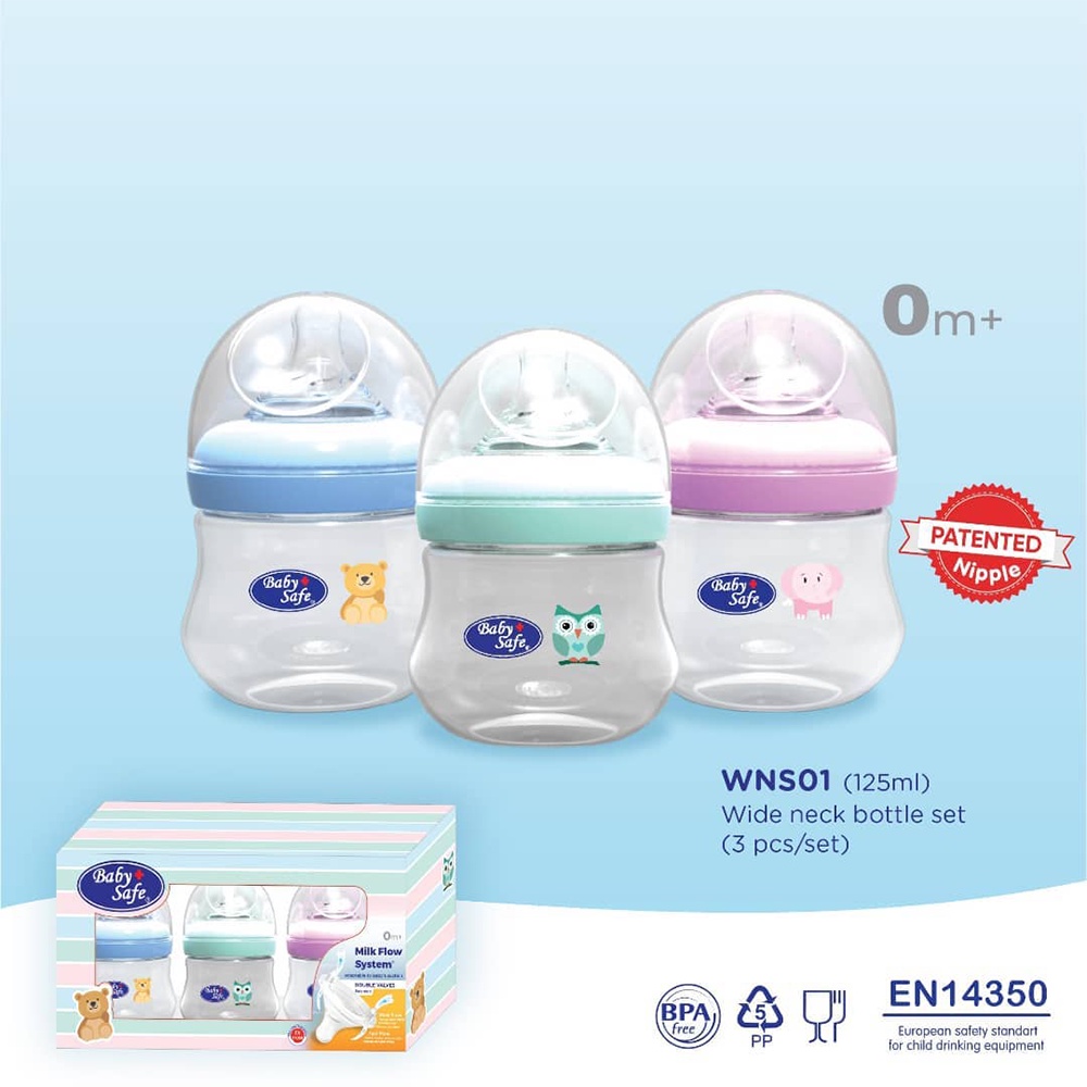 ❤ BELIA ❤ BABY SAFE Wide Neck Bottle 125 ml / 250 ml Botol susu bayi Milk Flow System 4oz 8oz 9oz WN001 / WN002 / WN04 / WN05 / WN06 / WN07 / WN08 / WN30
