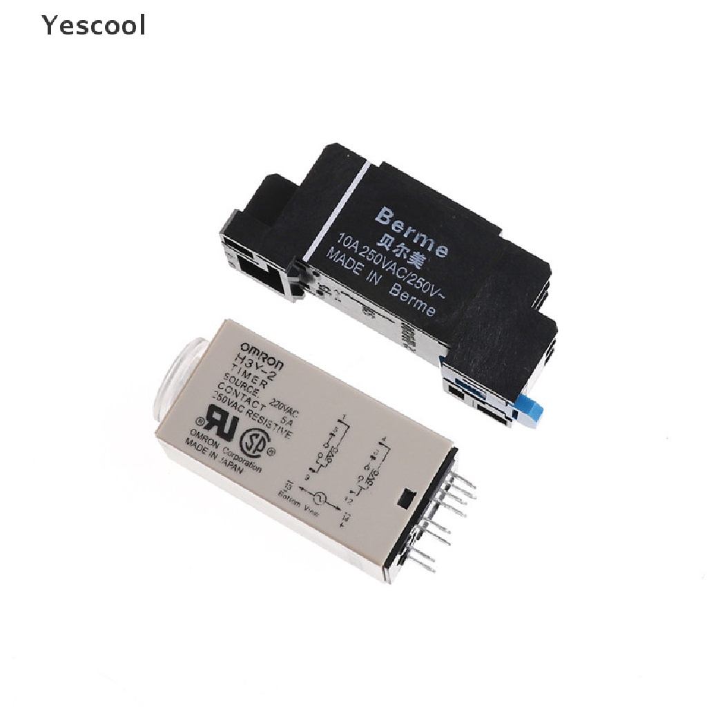 Yescool H3Y-2 AC220V Delay Timer Relay 0-10 Detik Dengan Base