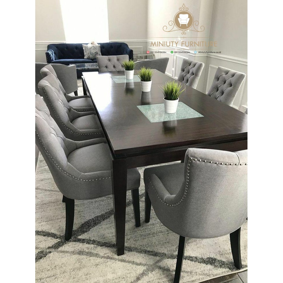 Set Meja Makan Kursi 8 Jati Minimalis