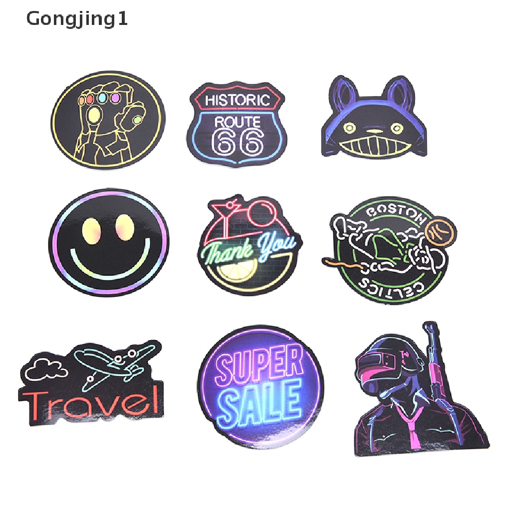 Gongjing1 50Pcs Stiker Graffiti Neon Anti Air Untuk Dekorasi Koper / Laptop DIY