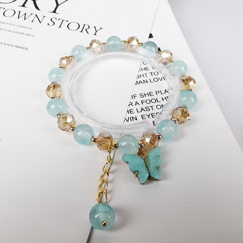 Gelang Manikmanik Kristal Warna Warni Bandul Bungakupukupu Gaya Koreabohemian Handmade Untuk Wanita